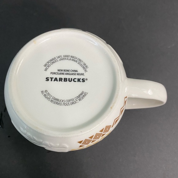 Starbucks Bone China Rare Collectible Raised White & Gold 2012 - Picture 4 of 6
